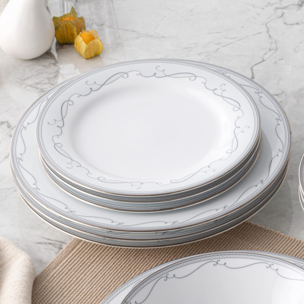 Amazon.com | Noritake Satin Flourish 12-Piece Dinnerware Set